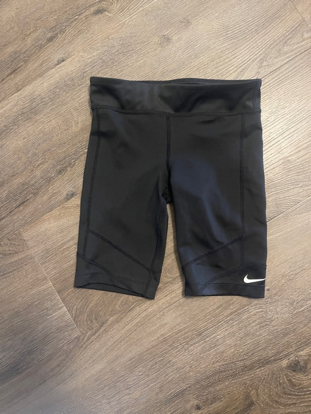 Nike Black Athletic Bike Shorts with White Swoosh